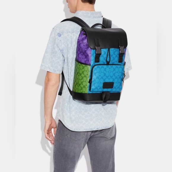 Coach Track Backpack in Signature Colorblock #C9837 - Picture 1 of 15